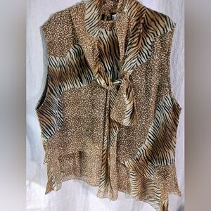 Tan Chho animal print top blouse womens plus 2X see measurements